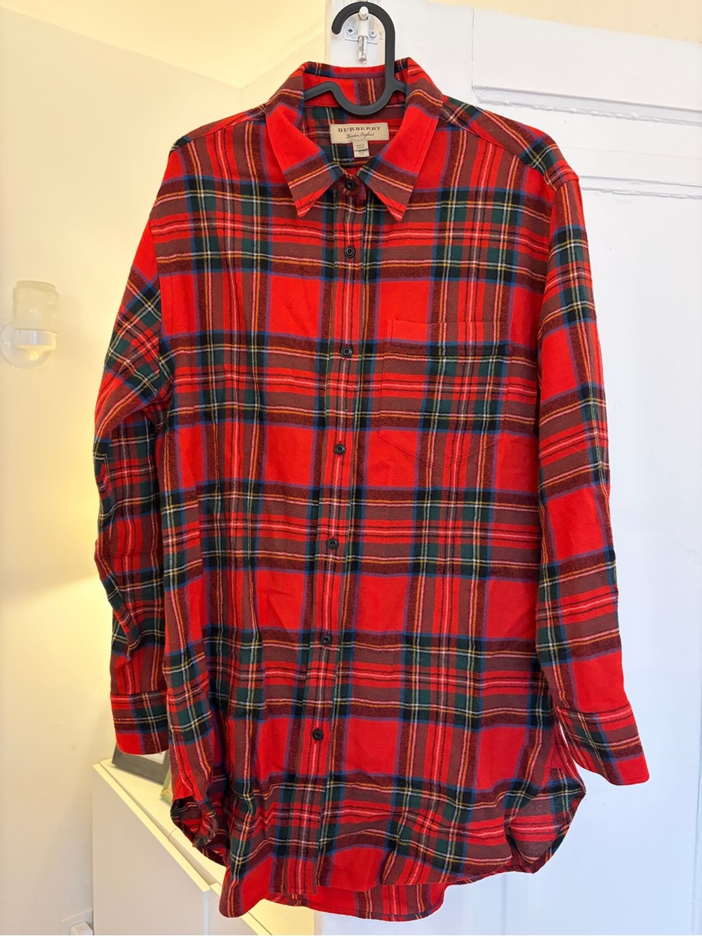 Burberry Red and Green wool Plaid Button-Down Shirt
